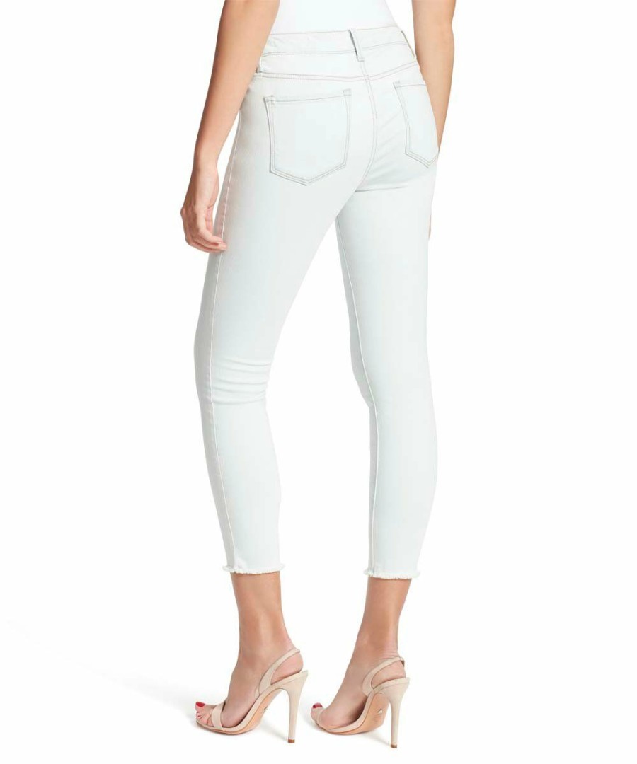 Women * | Best Pirce Jessica Simpson White Raw-Edge Kiss Me Crop Skinny Jeans Women