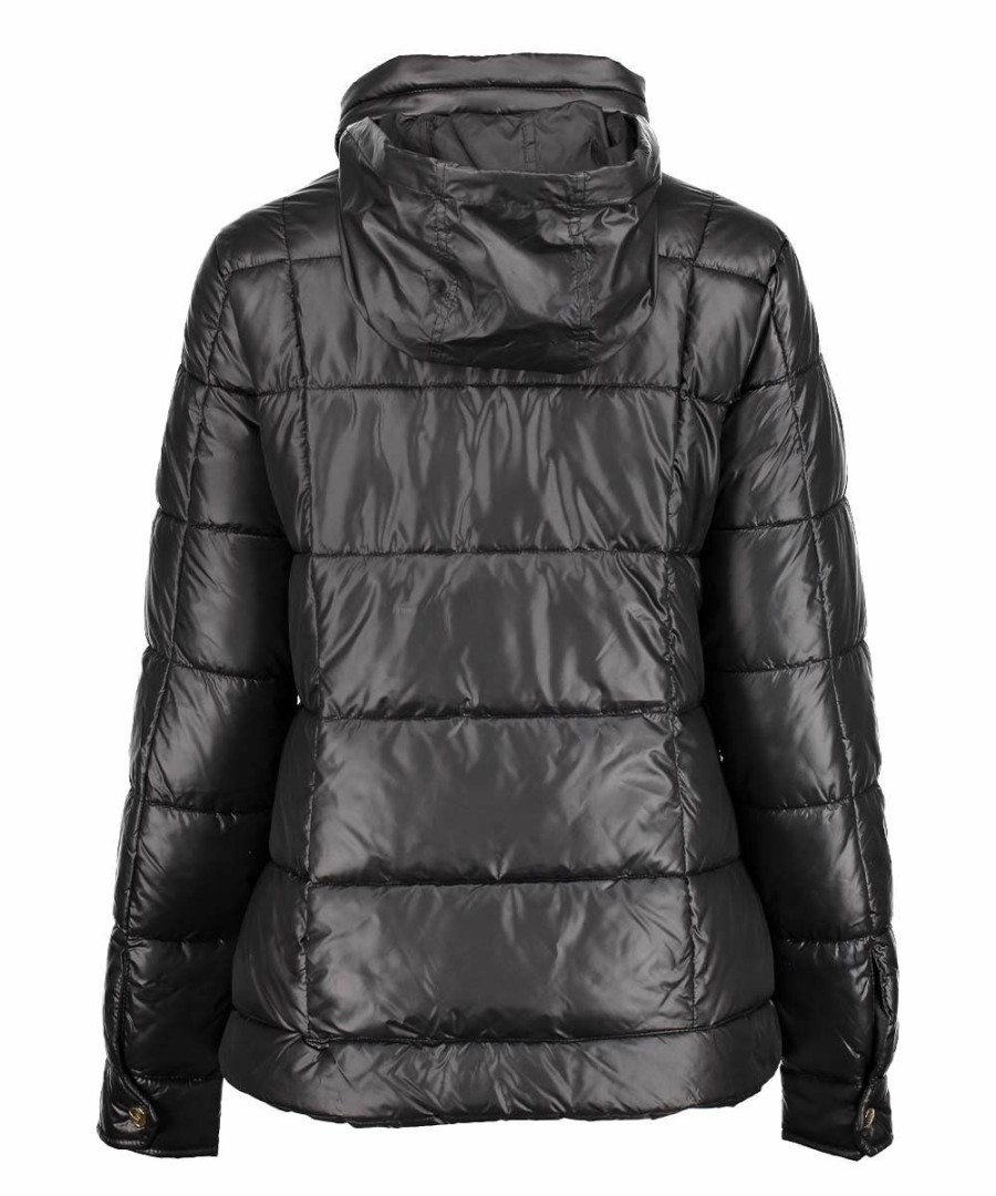 Women * | Wholesale Jessica Simpson Black Quilted Mock Neck Puffer Coat Women