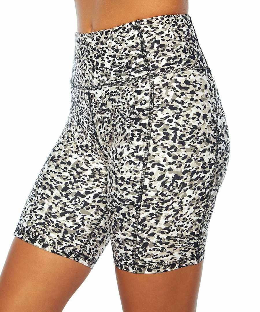 Women * | Cheapest Jessica Simpson White & Black Abstract 7" Tummy-Control Bike Shorts Women