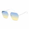 Women * | Best Pirce Jessica Simpson Silvertone & White Geometric Oversize Sunglasses For Women