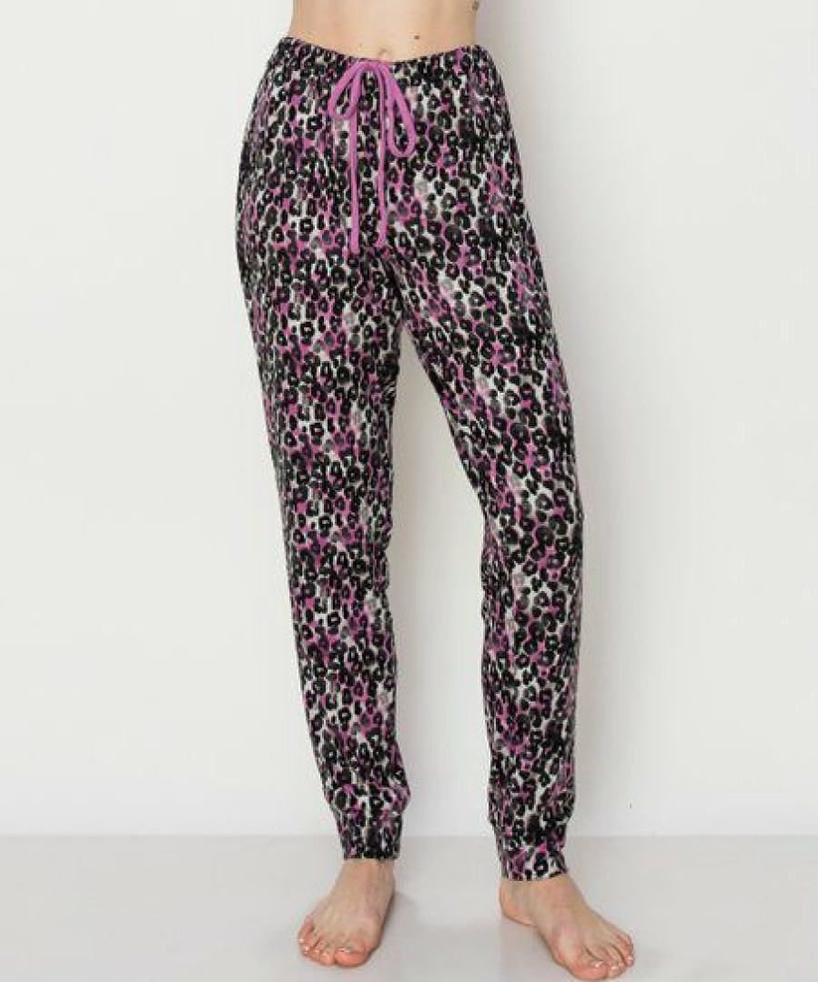 Women * | Cheapest Jessica Simpson Black & Purple Abstract Leopard Pajama Pants Women