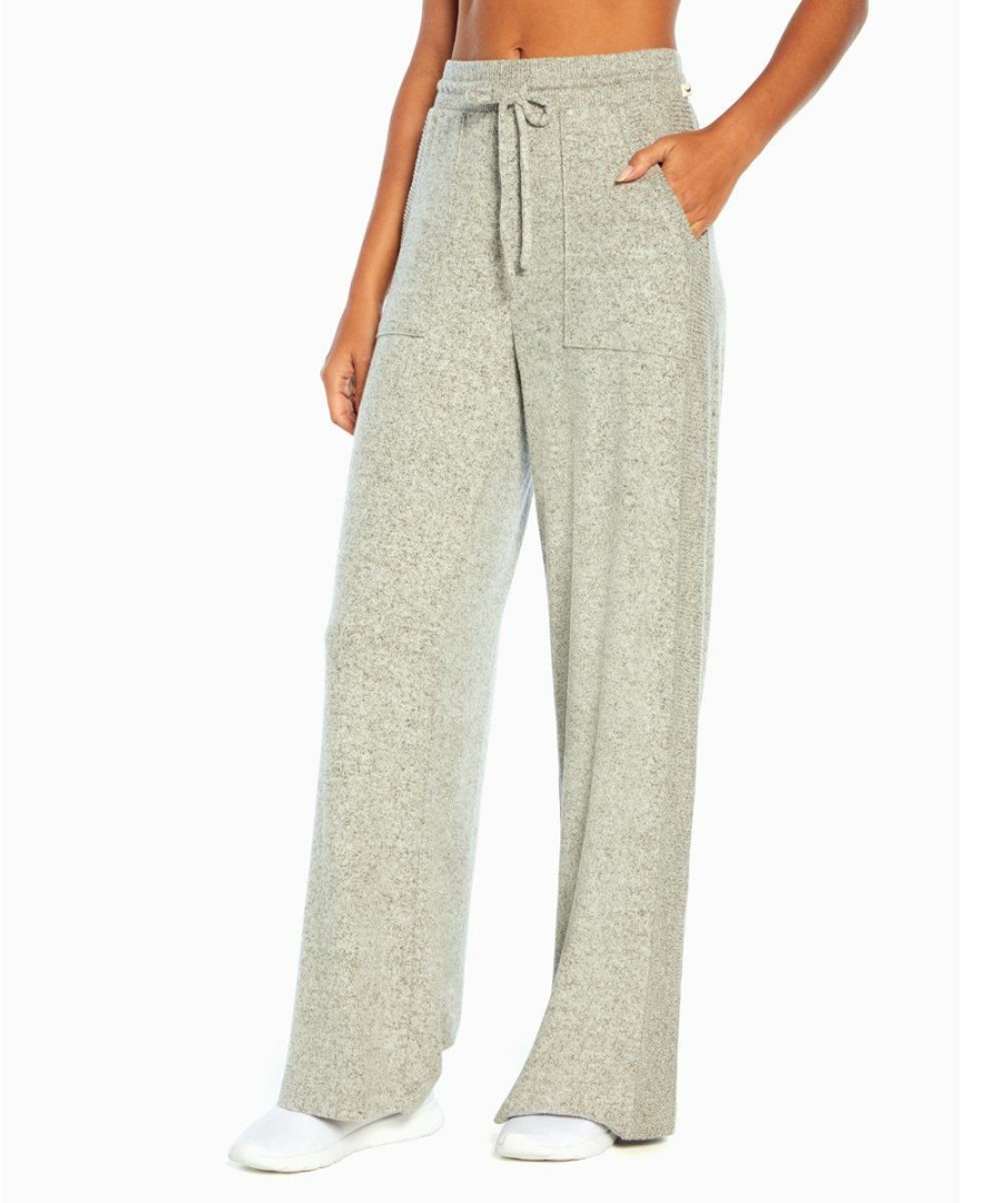 Women * | Budget Jessica Simpson Heather Gray Side-Panel Drawstring Jessie 30" Wide-Leg Pants Women