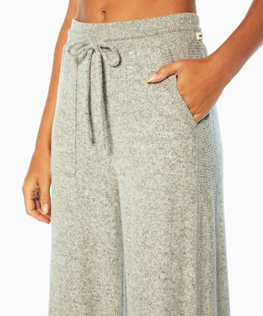 Women * | Budget Jessica Simpson Heather Gray Side-Panel Drawstring Jessie 30" Wide-Leg Pants Women