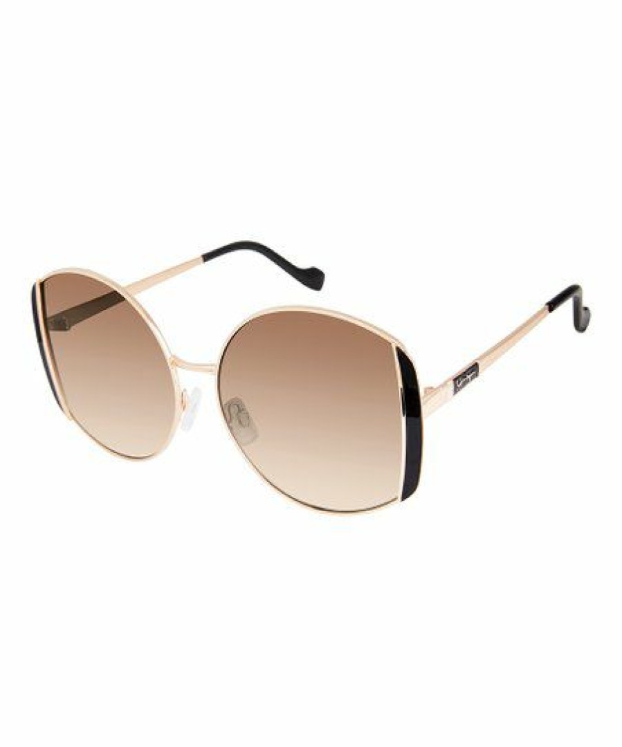 Women * | Best Reviews Of Jessica Simpson Black & Goldtone Oversize Sunglasses For Women