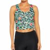 Women * | Wholesale Jessica Simpson Ice Green & Black Floral Dani Crop Tank Women