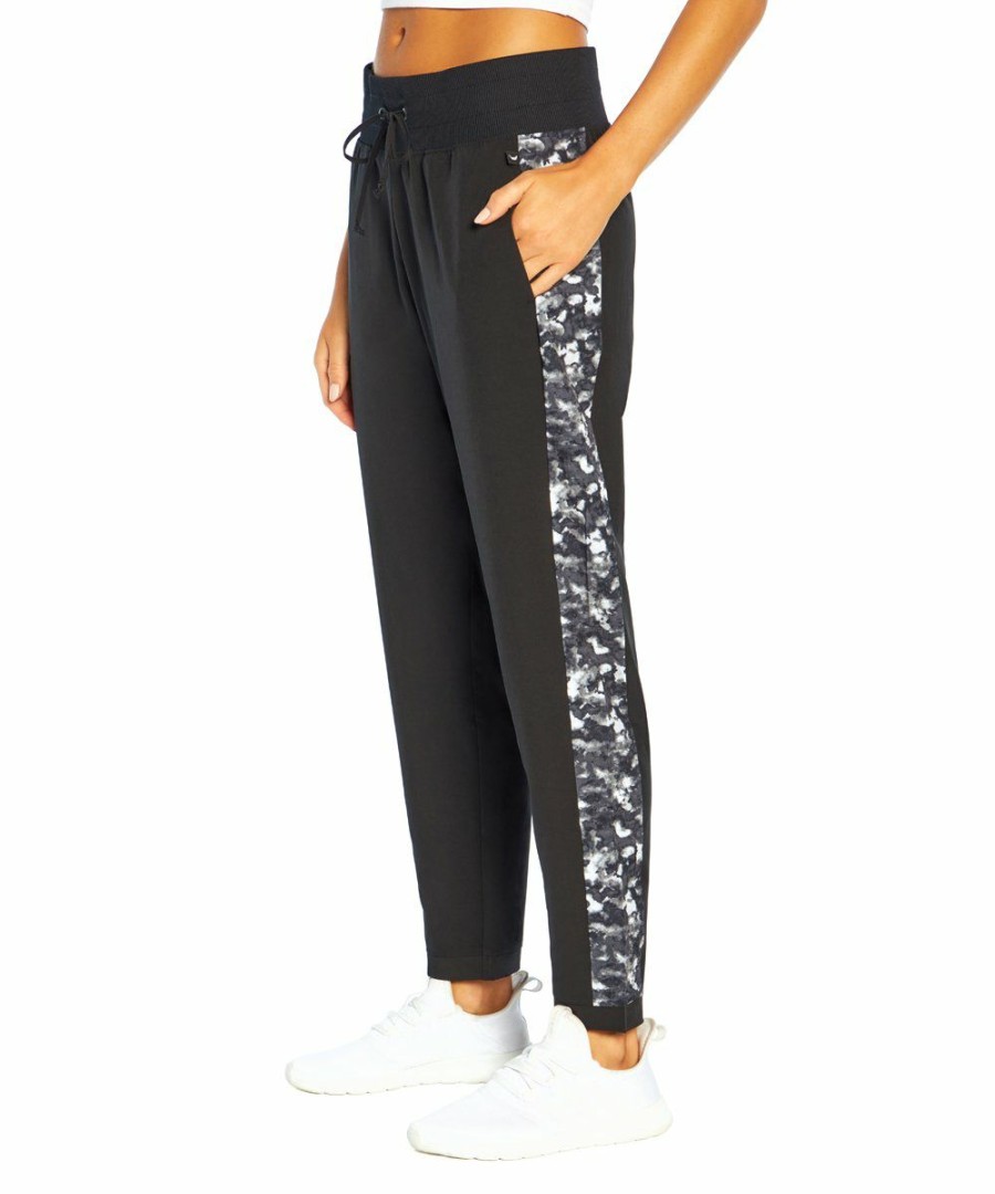 Women * | Promo Jessica Simpson Black Watercolor Camo Ella Woven Joggers Women