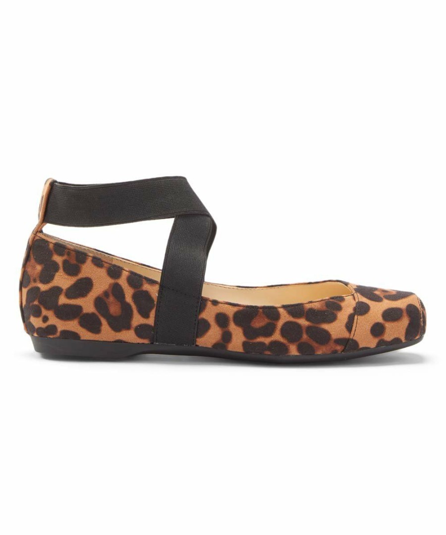 Women * | Flash Sale Jessica Simpson Brown & Black Leopard Moal Ankle-Wrap Flat Women