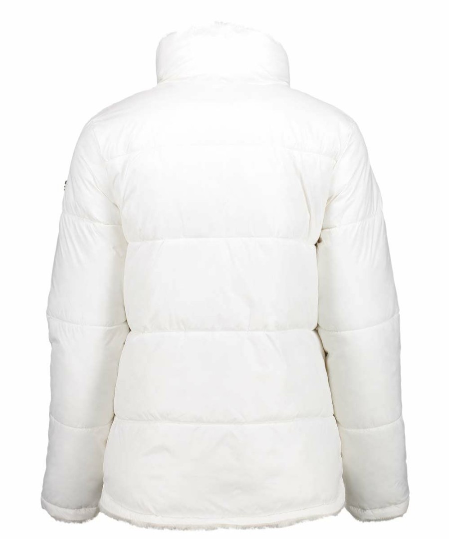 Women * | Coupon Jessica Simpson Off-White Sherpa Reversible Puffer Coat Women