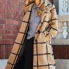 Women * | Outlet Jessica Simpson Beige & Black Windowpane Long Teddy Coat Women & Plus