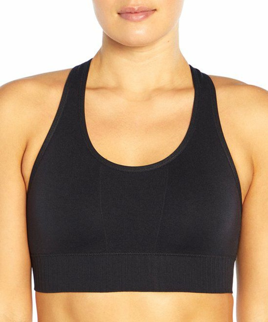 Women * | Best Sale Jessica Simpson Black Kimmy Wireless Sports Bra For Women