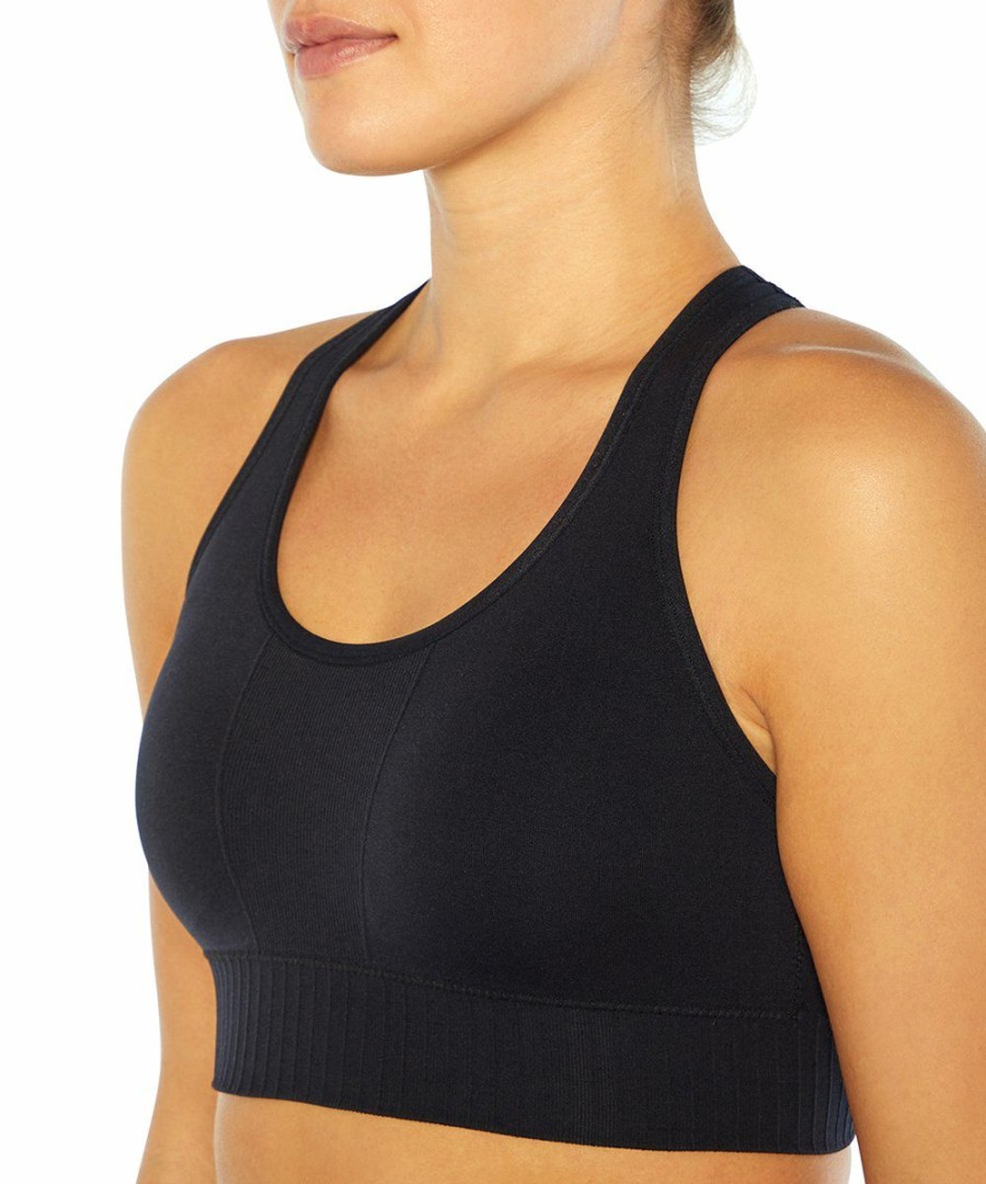 Women * | Best Sale Jessica Simpson Black Kimmy Wireless Sports Bra For Women