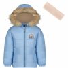 Women * | Top 10 Jessica Simpson Blue Rainbow Heavyweight Hooded Puffer Coat & Beige Headband Toddler & Girls For Kids