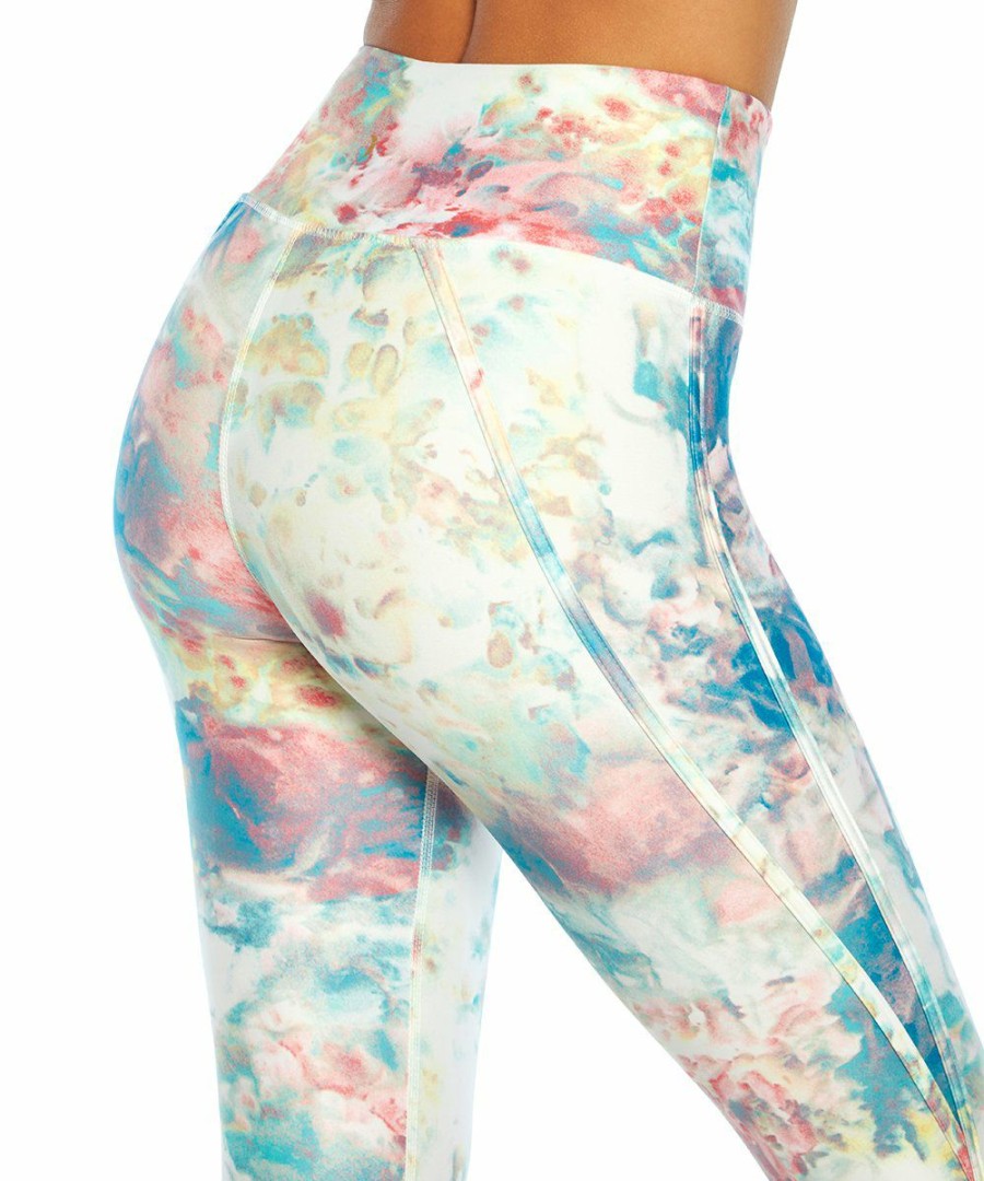 Women * | Flash Sale Jessica Simpson Ice Green & Pink Tie-Dye Aiden 22" Capri Leggings Plus For Womens Plus