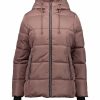 Women * | Hot Sale Jessica Simpson Dusty Pink Hooded Faux Fur Puffer Coat Women & Plus