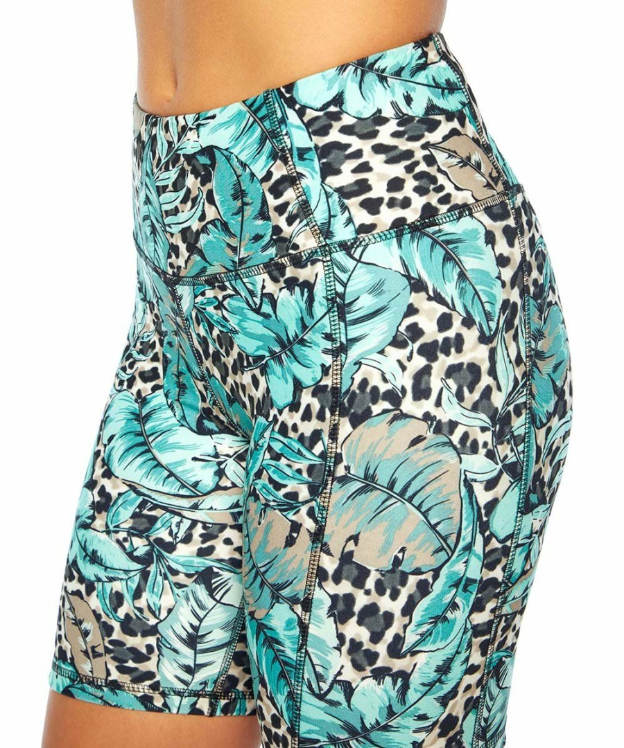 Women * | Best Deal Jessica Simpson Ice Green & Black Cheetah 7" Bermuda Shorts Women