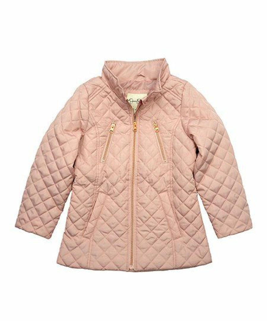 Women * | Brand New Jessica Simpson Collection Pink Quilted Midweight Puffer Coat Girls For Kids