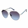 Women * | Best Reviews Of Jessica Simpson Silvertone & Blue Modified Aviator Sunglasses For Women