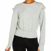 Women * | Cheapest Jessica Simpson Light Heather Gray Eloise Ruffle Crewneck Top Women