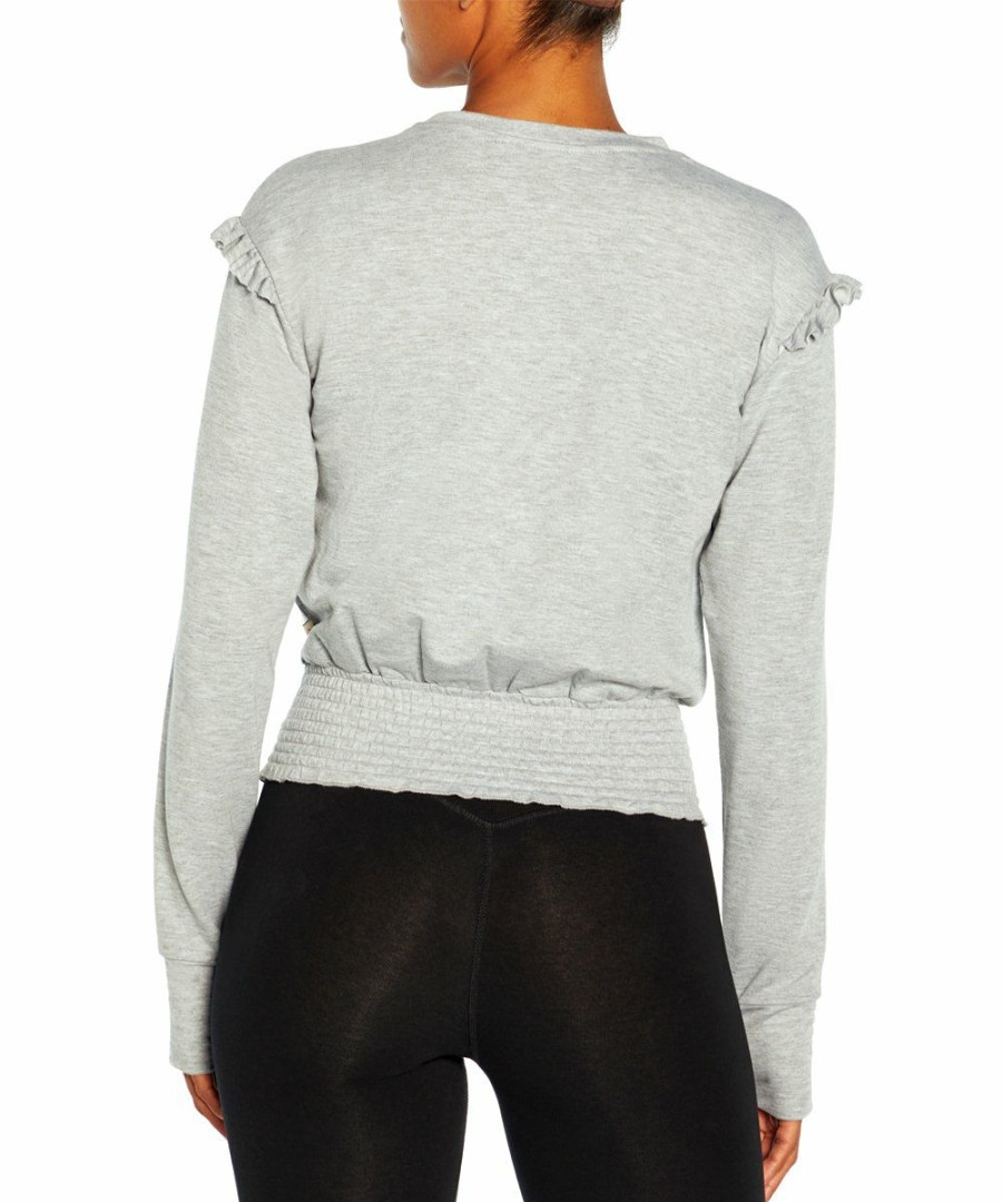 Women * | Cheapest Jessica Simpson Light Heather Gray Eloise Ruffle Crewneck Top Women