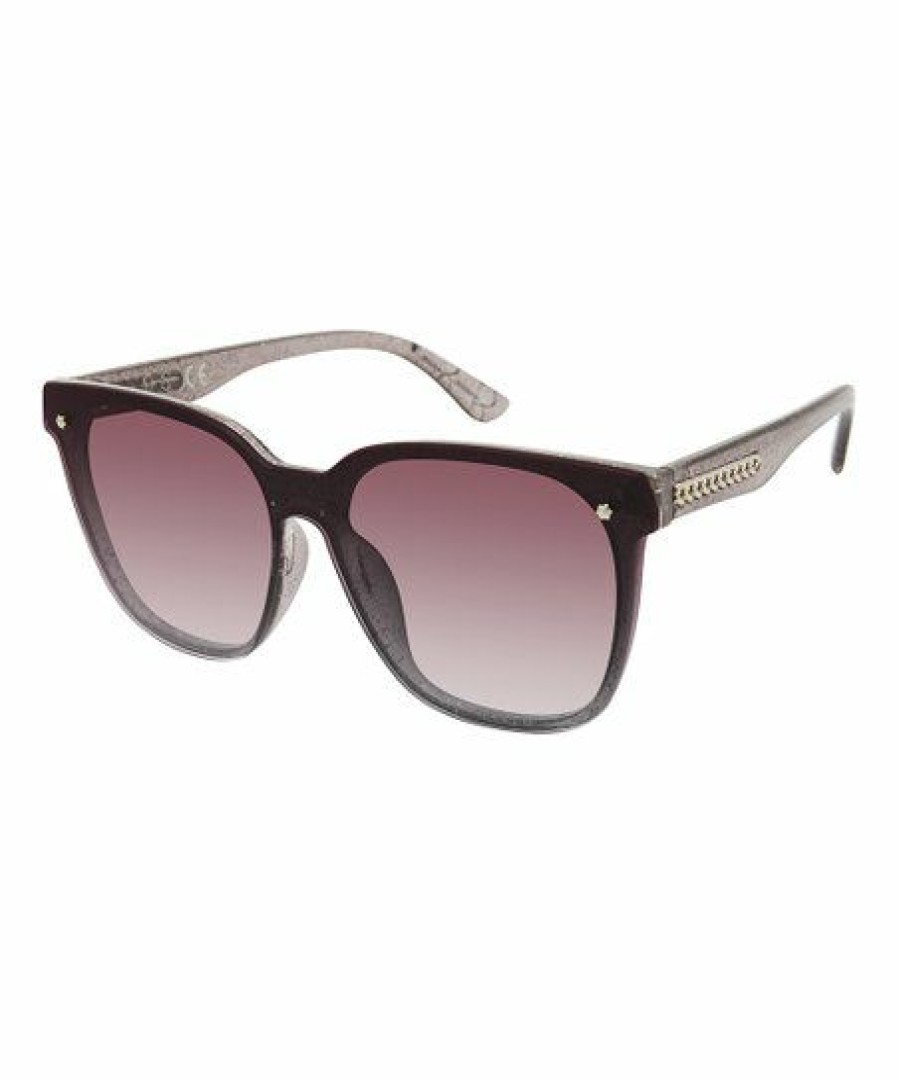 Women * | Flash Sale Jessica Simpson Smoke Glitter & Gray Fade Glitter-Accent Square Sunglasses For Women