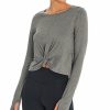 Women * | Flash Sale Jessica Simpson Heather Charcoal Margot Twist-Front Long-Sleeve Tee Women