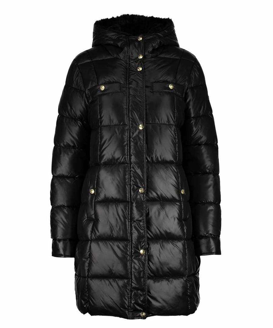 Women * | Cheap Jessica Simpson Black Hooded Puffer Parka Women & Plus