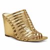 Women * | Coupon Jessica Simpson Gold Strappy Wedge Sandal Women