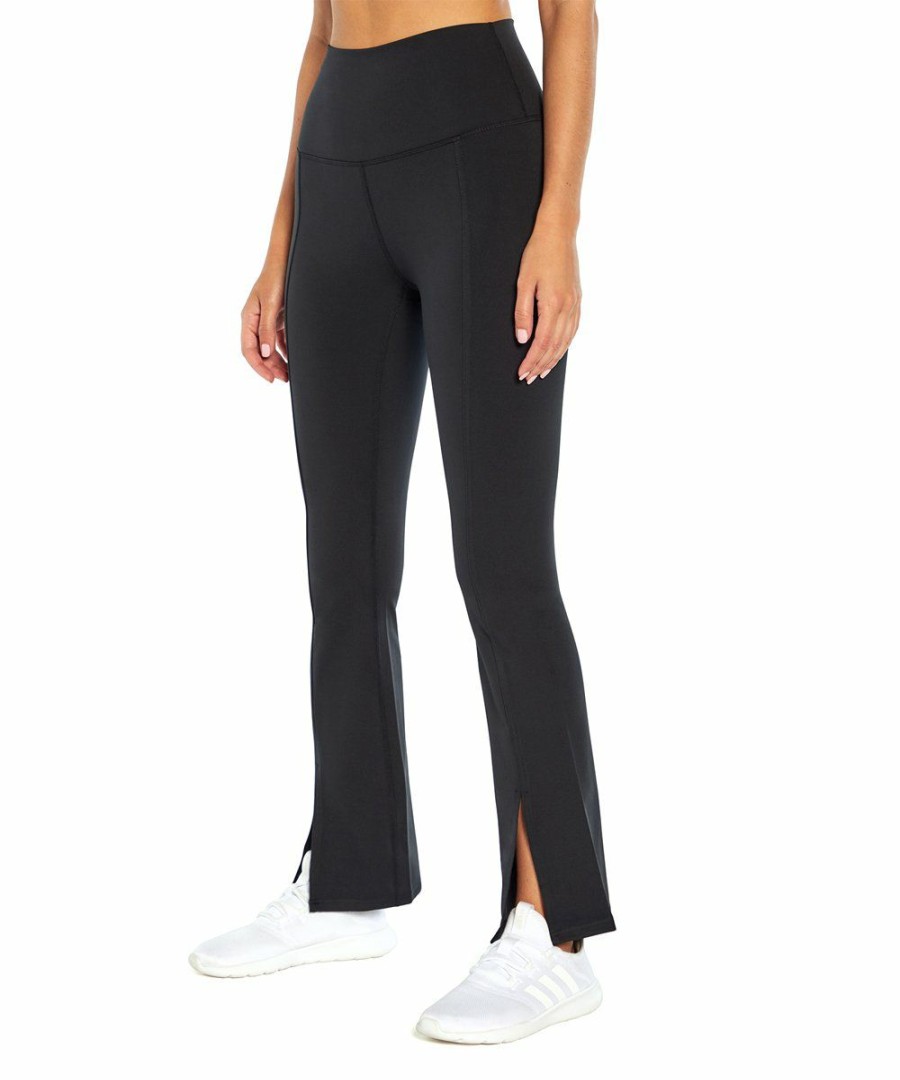 Women * | Promo Jessica Simpson Black Daily Slit-Hem High-Waist Flare Leggings Women