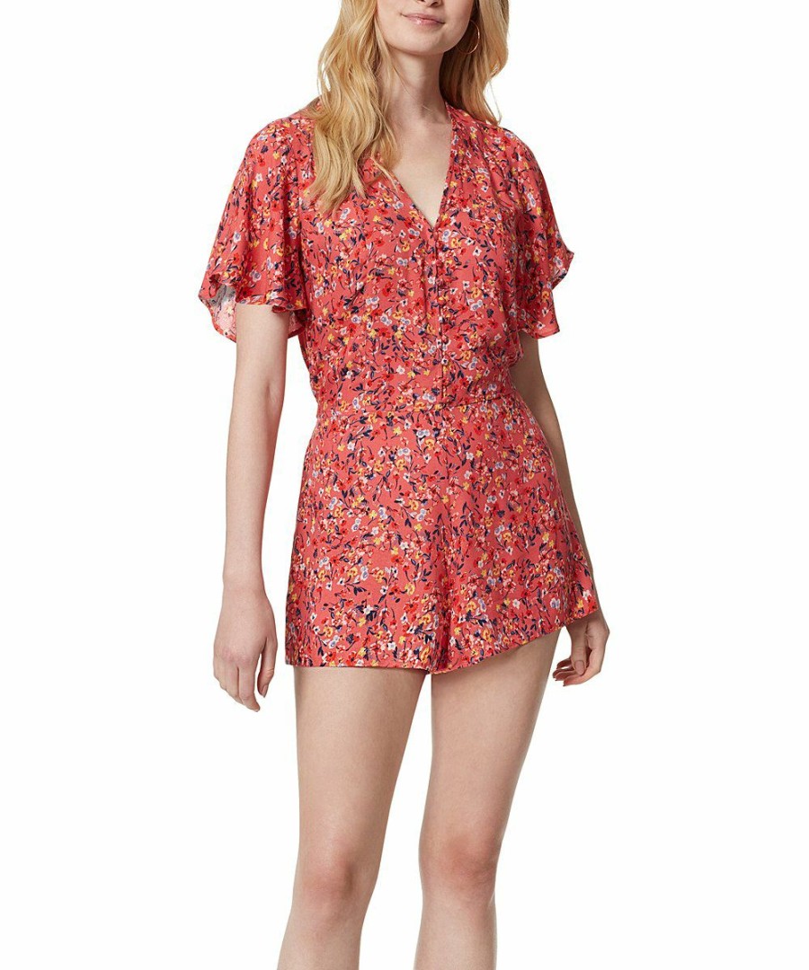 Women * | Discount Jessica Simpson Acrylic Ditsy Rose Dorothy Romper Women