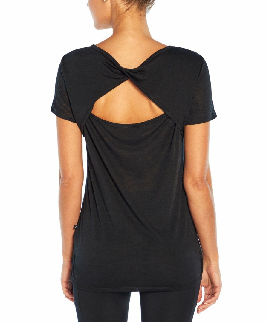 Women * | Buy Jessica Simpson Black Twist Cutout-Back Jamie Scoop Neck Tee Women