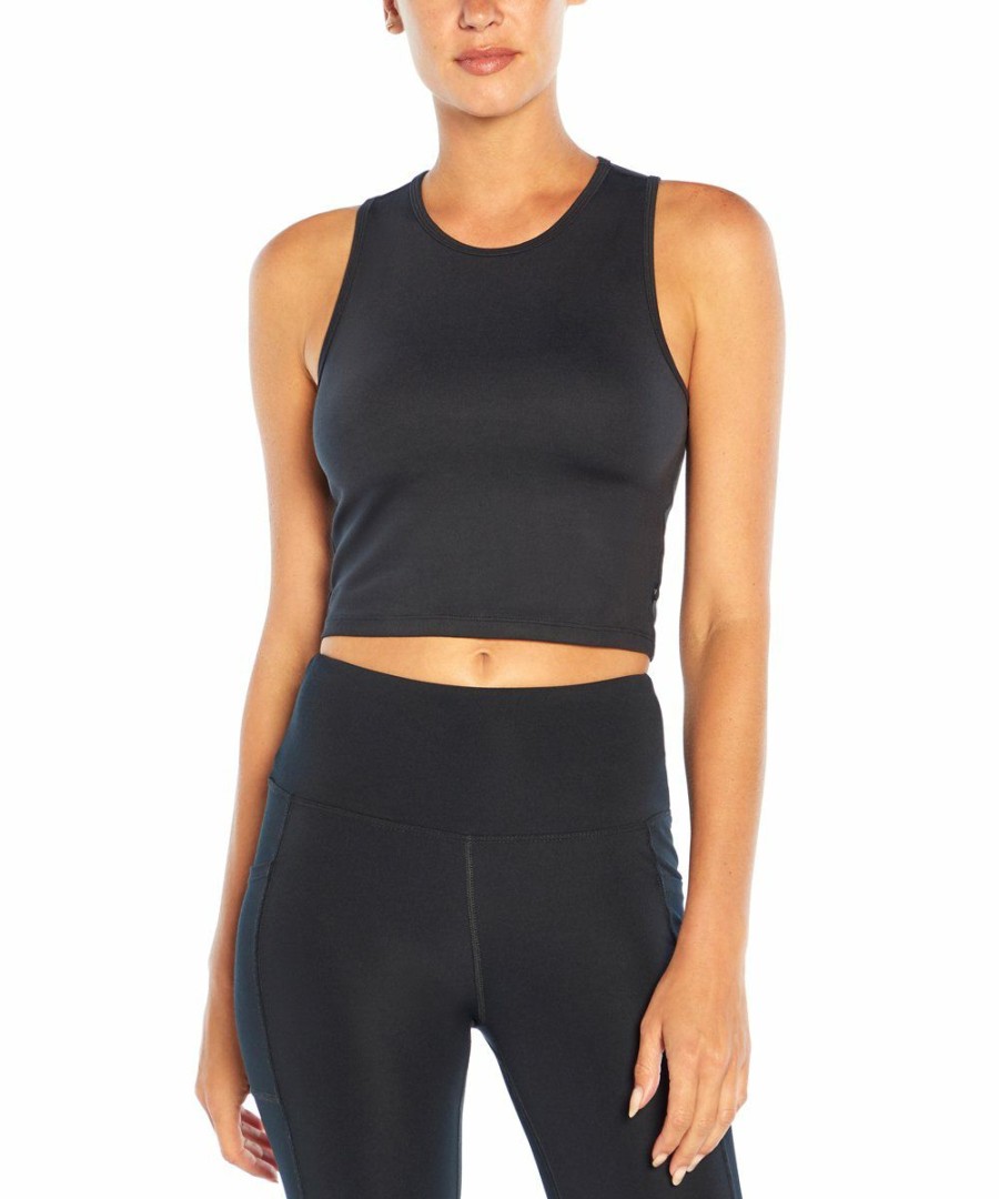 Women * | Deals Jessica Simpson Black Crop Ellie Racerback Tank Women