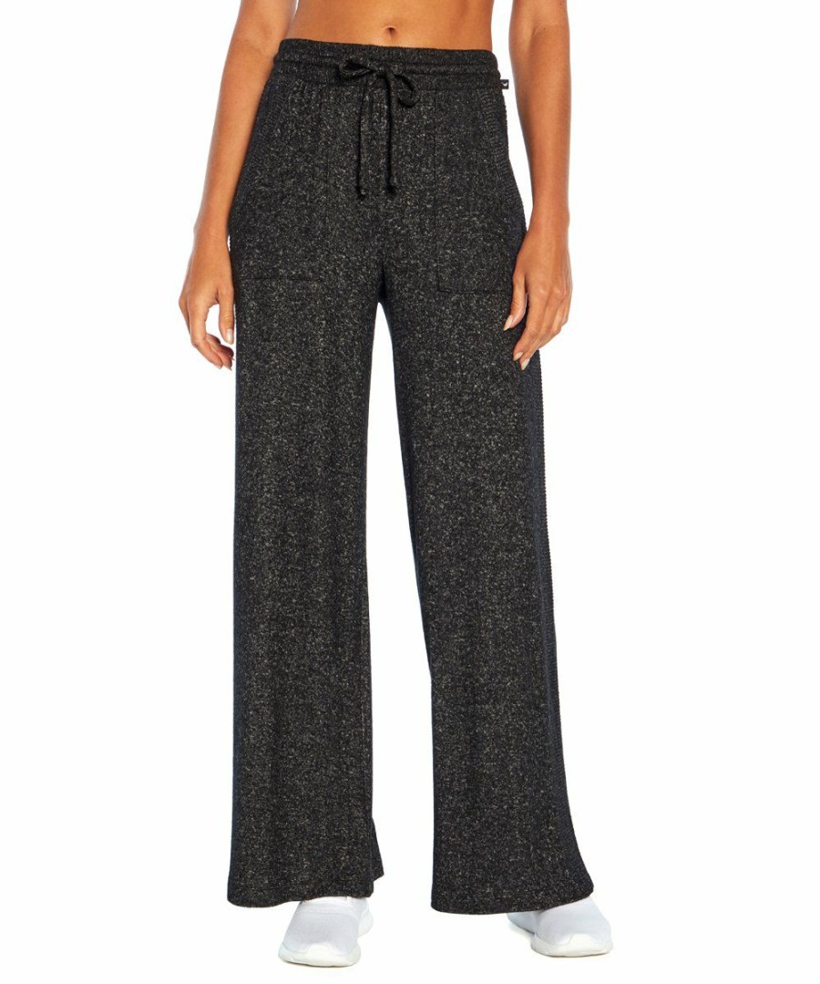 Women * | Outlet Jessica Simpson Heather Black Side-Panel Drawstring Jessie 30" Wide-Leg Pants Women