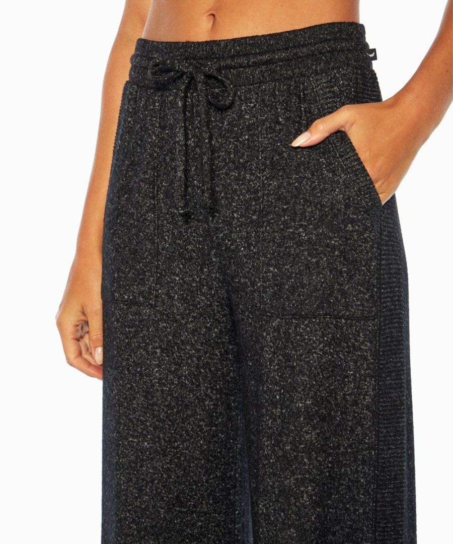 Women * | Outlet Jessica Simpson Heather Black Side-Panel Drawstring Jessie 30" Wide-Leg Pants Women