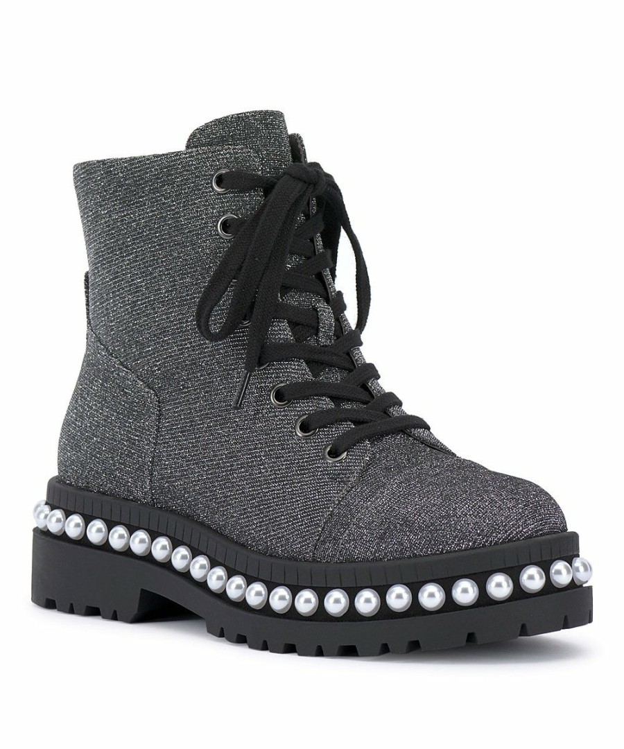 Women * | Buy Jessica Simpson Pewter Faux Pearl-Accent Eilir Combat Boot Women