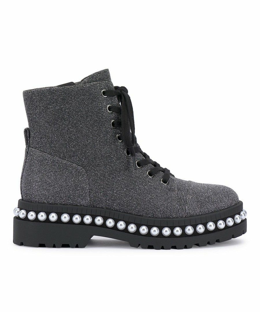 Women * | Buy Jessica Simpson Pewter Faux Pearl-Accent Eilir Combat Boot Women