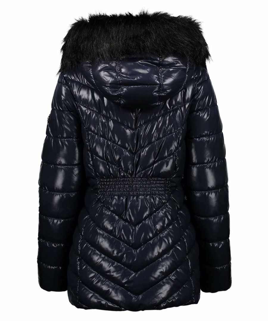 Women * | Best Reviews Of Jessica Simpson Navy Hooded Puffer Parka Women