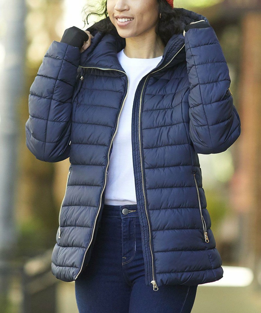 Women * | Budget Jessica Simpson Soft Blue Hooded Puffer Coat Women