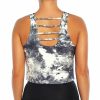 Women * | Budget Jessica Simpson Black & White Tie-Dye Dani Crop Tank Women