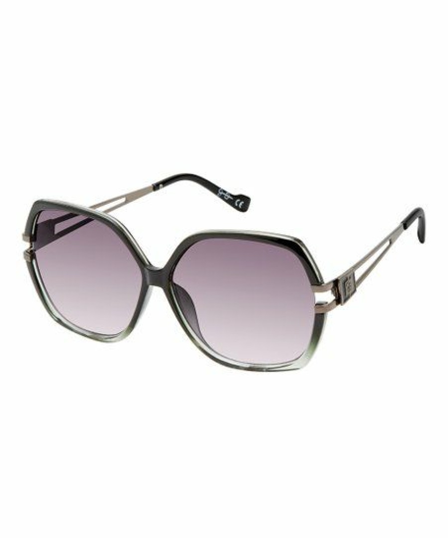 Women * | Best Deal Jessica Simpson Black Fade & Silvertone Oversize Sunglasses For Women