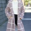 Women * | Coupon Jessica Simpson Dusty Pink & White Windowpane Long Teddy Coat Women & Plus