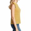 Women * | Flash Sale Jessica Simpson Golden Rod & Black Stripe Flutter-Sleeve Sage Muscle Tee Women