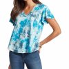 Women * | Wholesale Jessica Simpson Turkish Tie-Dye Carly Flutter Sleeve Tee Women