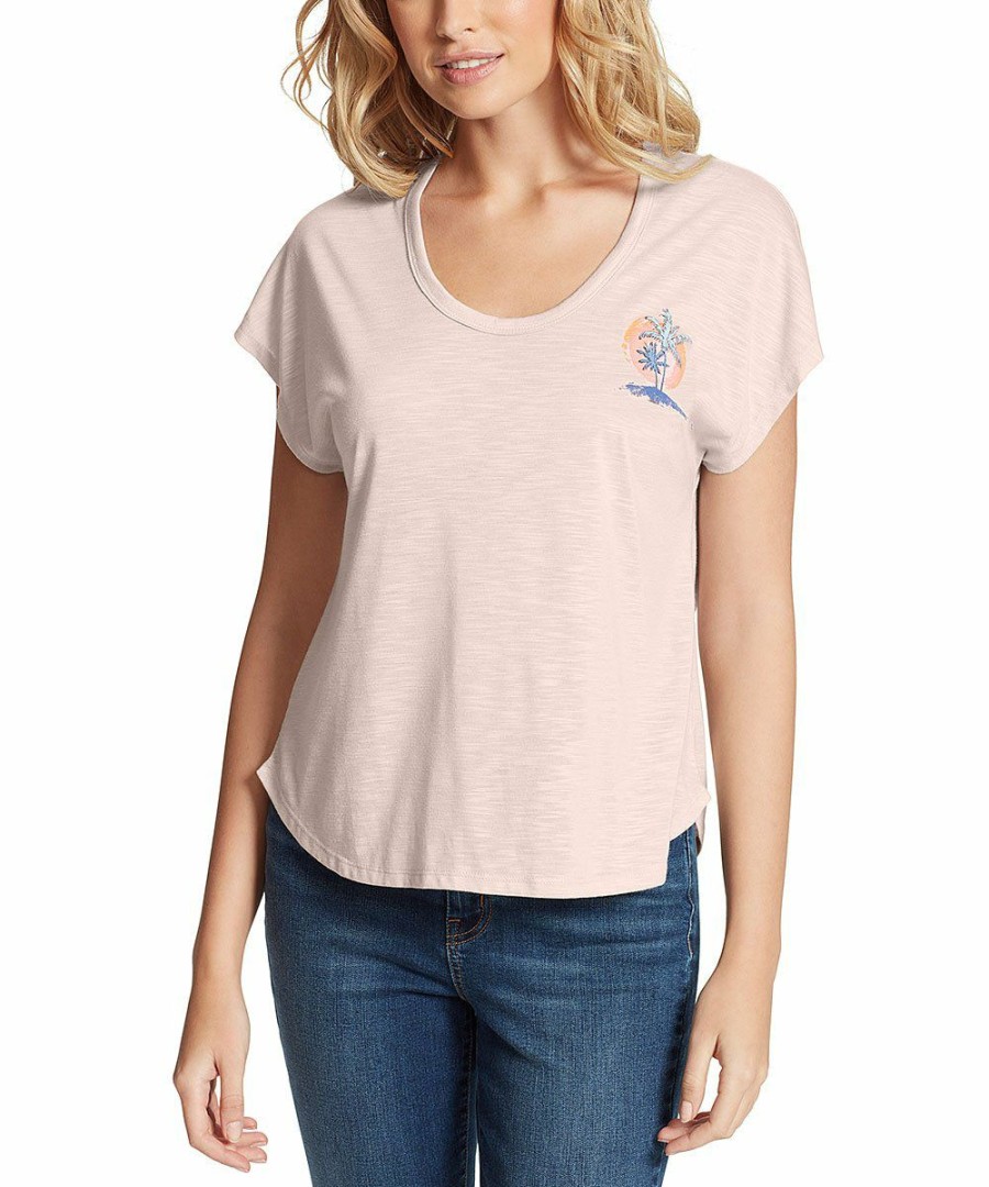 Women * | Budget Jessica Simpson Peachskin Asher 'The Bahamas' Scoop Neck Tee Women