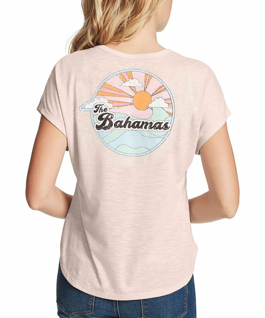 Women * | Budget Jessica Simpson Peachskin Asher 'The Bahamas' Scoop Neck Tee Women