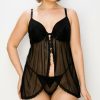 Women * | New Jessica Simpson Black Lace-Accent Front-Slit Babydoll For Women