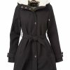 Women * | Hot Sale Jessica Simpson Black Sherpa-Lined A-Line Anorak Women