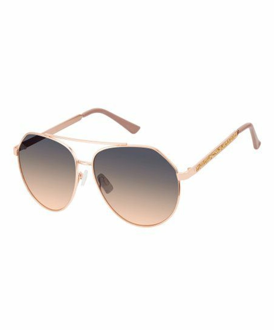 Women * | Top 10 Jessica Simpson Rose Goldtone & Goldtone Modified Aviator Sunglasses For Women