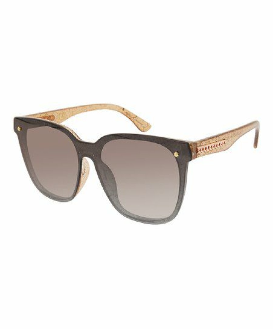 Women * | Promo Jessica Simpson Brown Glitter & Gray Glitter-Accent Square Sunglasses For Women