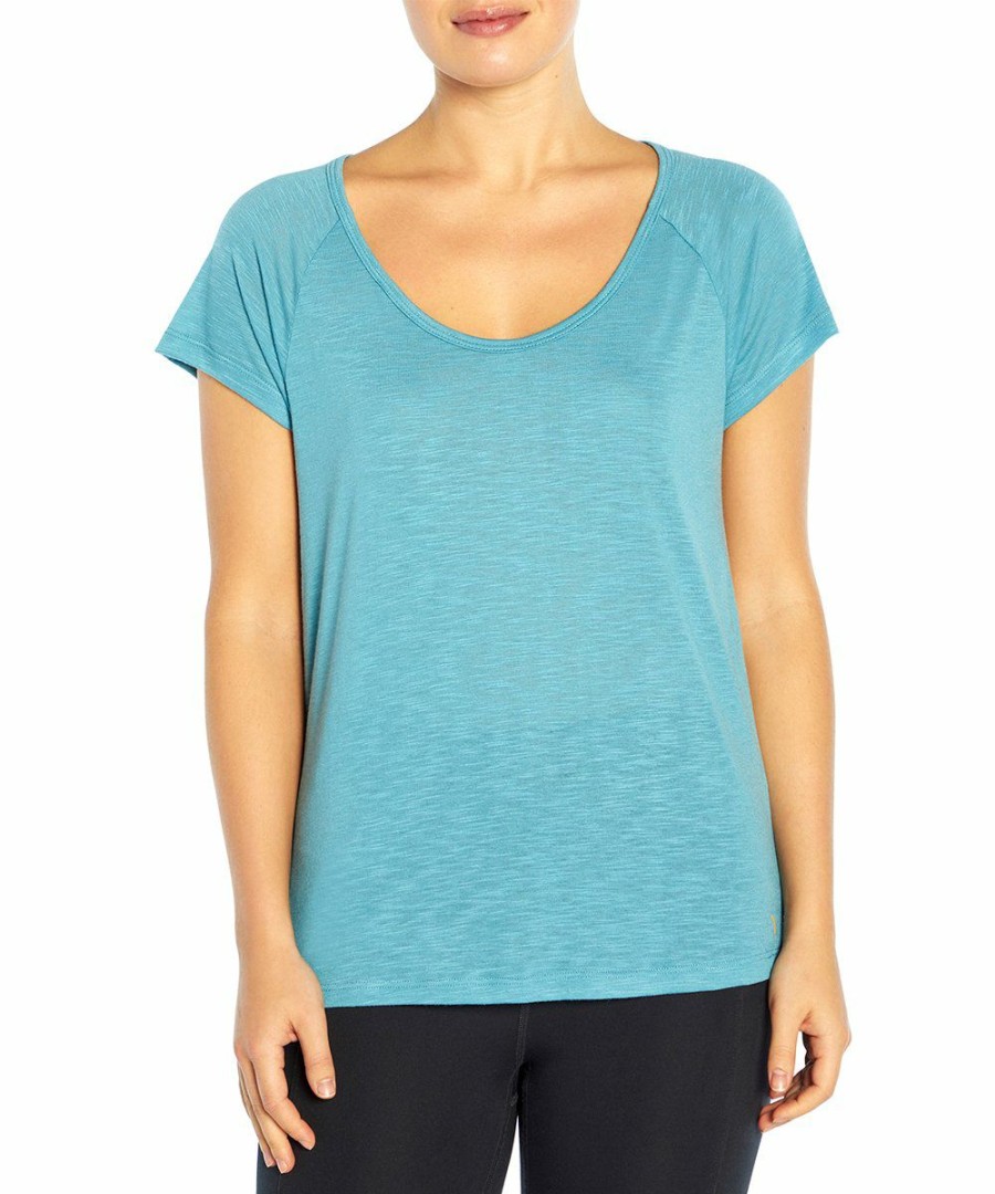 Women * | Best Deal Jessica Simpson Adriatic Blue Flow Keyhole Tee Women