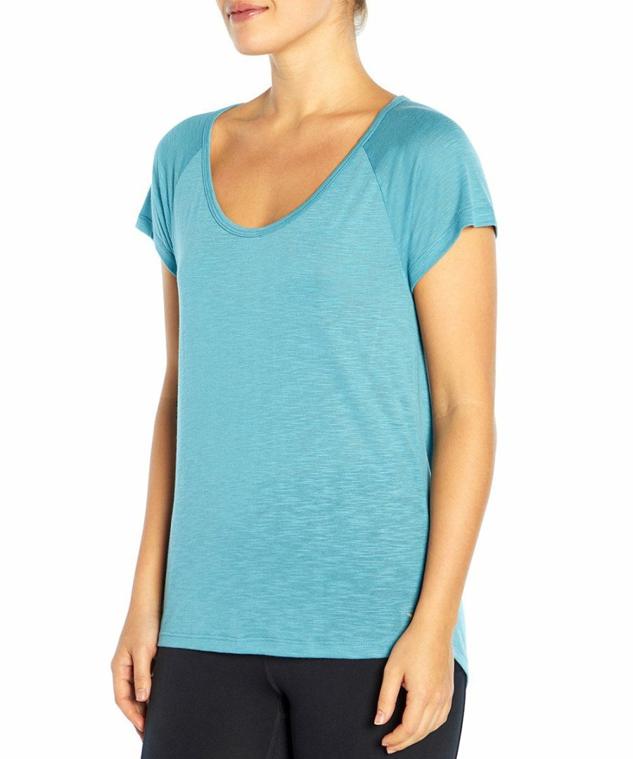 Women * | Best Deal Jessica Simpson Adriatic Blue Flow Keyhole Tee Women